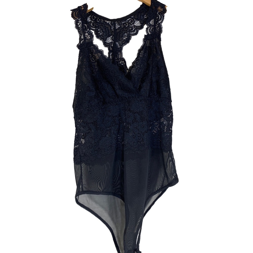 New Kathy Black Lace Bodysuit Medium whimsigoth Coquette Gothic Romantic Womens